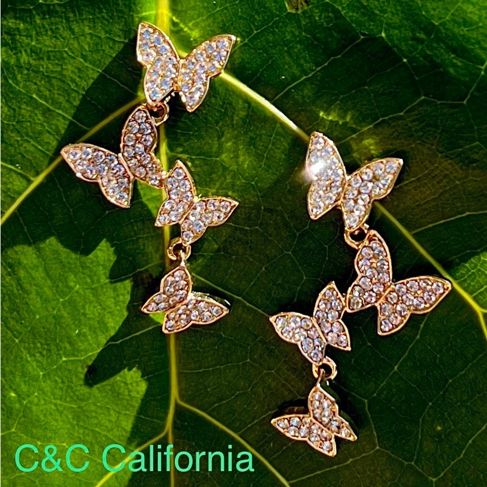 C&C California butterfly drop earrings